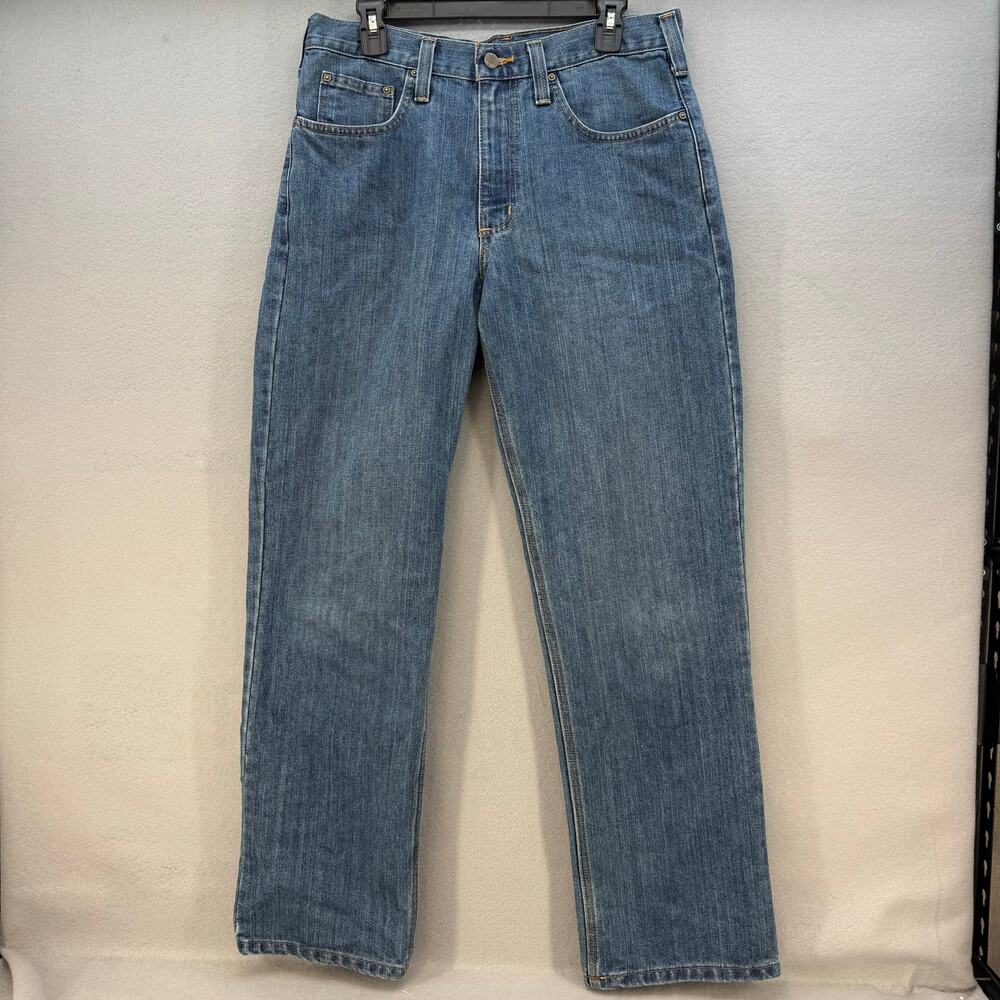 Carhartt Jeans Men's 32x33 Blue Straight Leg Work Wear Classic Fit Rugged